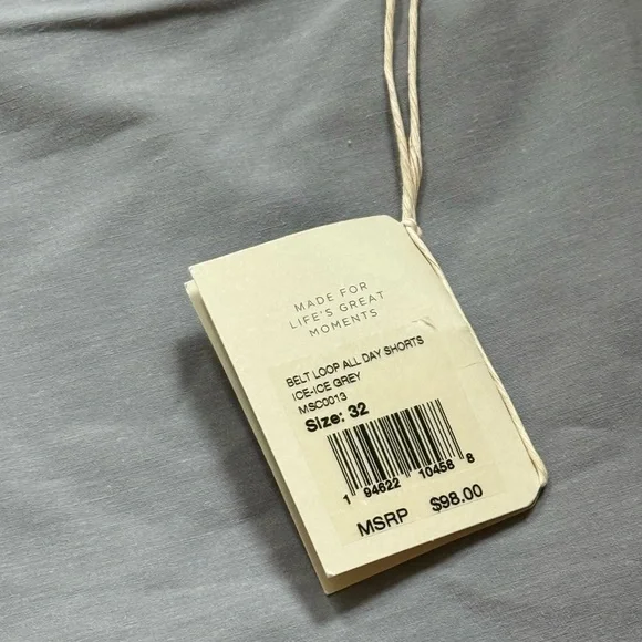 [NWT] Faherty Men's All Day Shorts - Ice Grey - Size 32, 7”